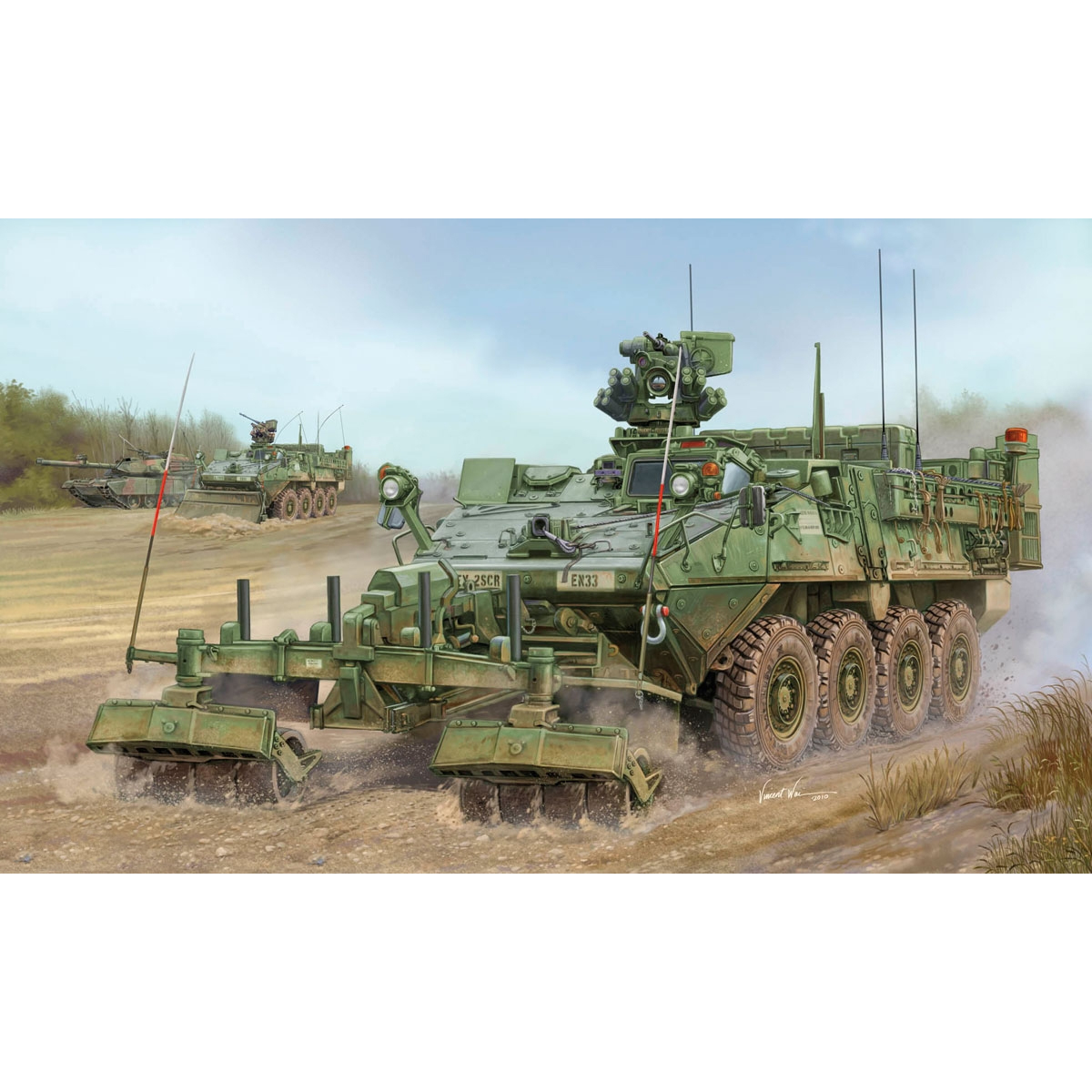1/35 미군 스트라이커 M1132 ESV 공병차 - 1/35 M1132 Stryker Engineer Squad Vehicle w/LWMR-Mine Roller/SOB