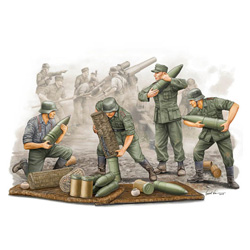 1/35 German Field Howitzer Gun Crew (on carrying)